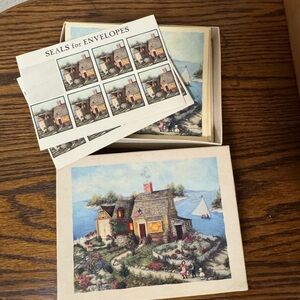 Set of 19 Charming Cottage Scene Notecards and envelopes